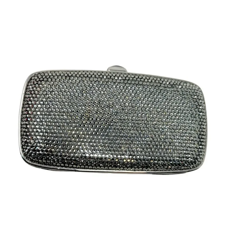JUDITH LIEBER SWAROVSKI CRYSTAL Classic Micro mini Clutch Bag smoke gray Amazing